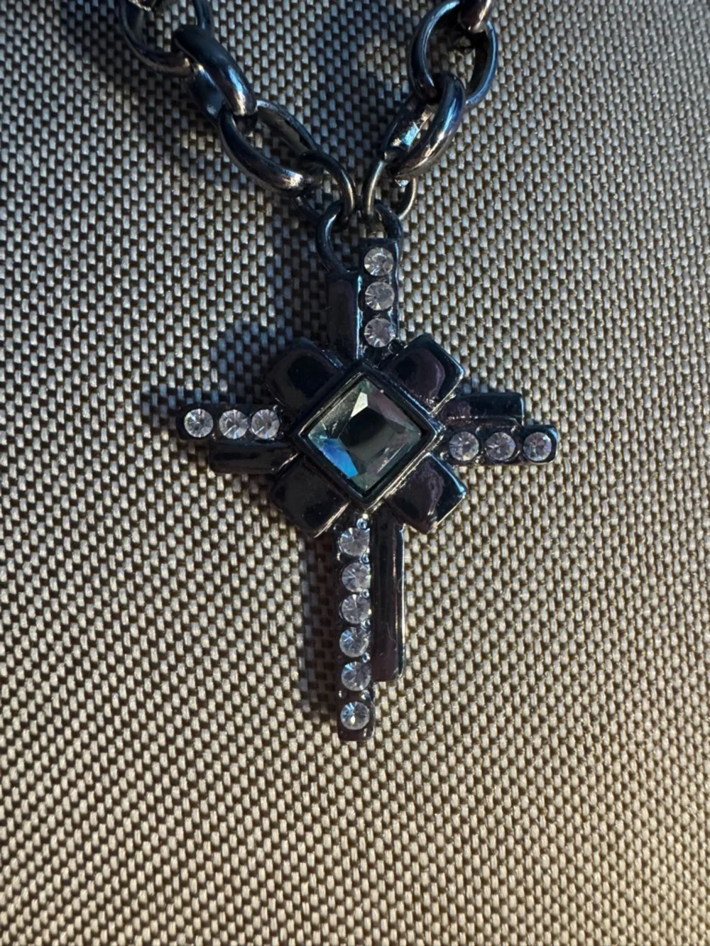 Cross Pendant Necklace with Black Cord - Picture 2 of 3